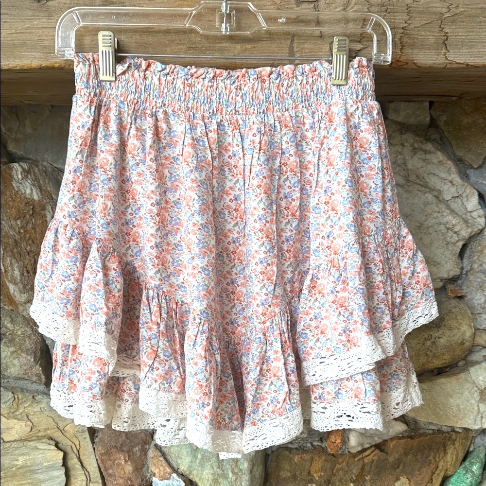 Aeropostale Layered Floral Lace Trim Mini Skirt size Small - Picture 4 of 12